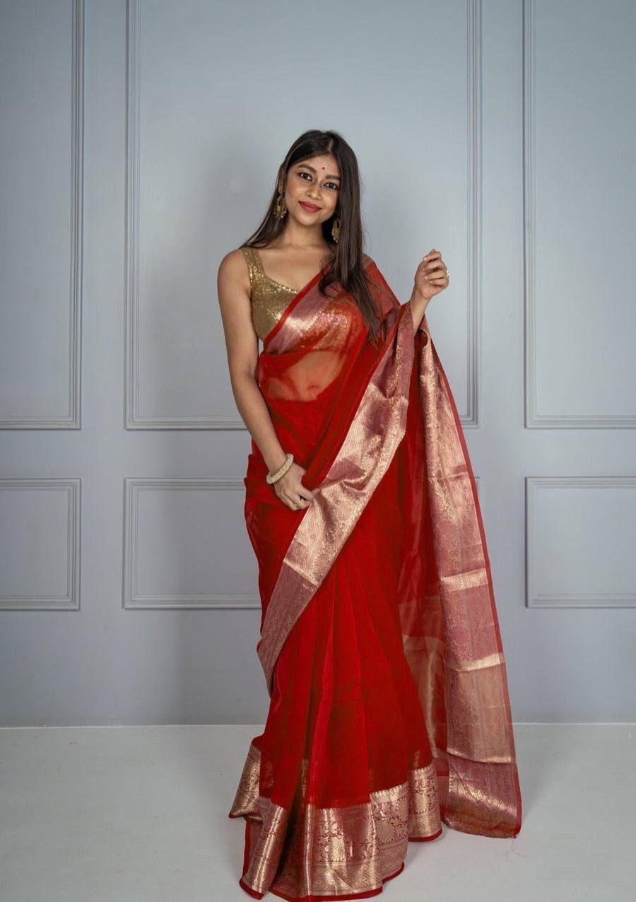 Exclusive Solid Kora Organza Sarees