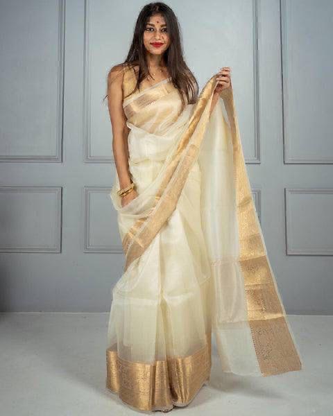 Exclusive Solid Kora Organza Sarees