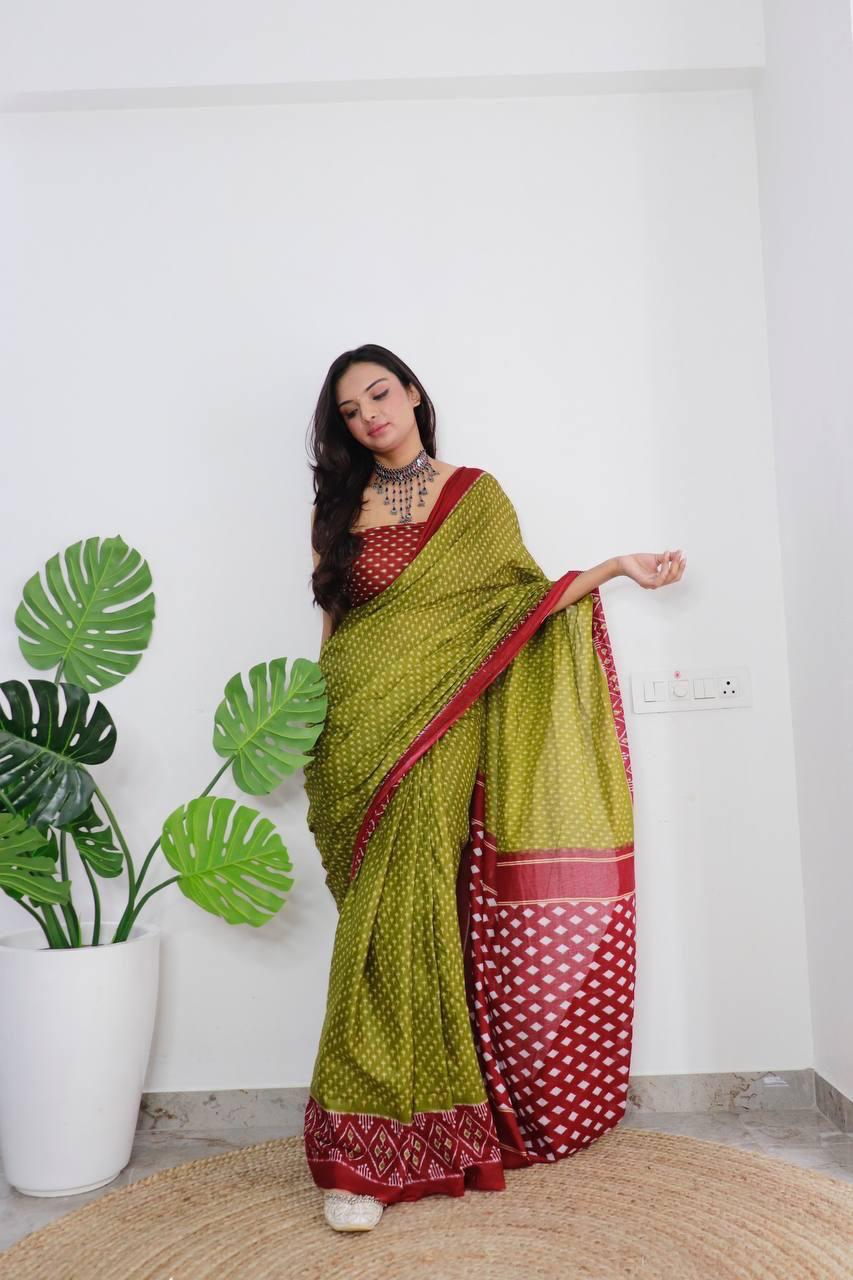 "Elegance Redefined: Pure Cotton Sarees - Jaipur Block Print"