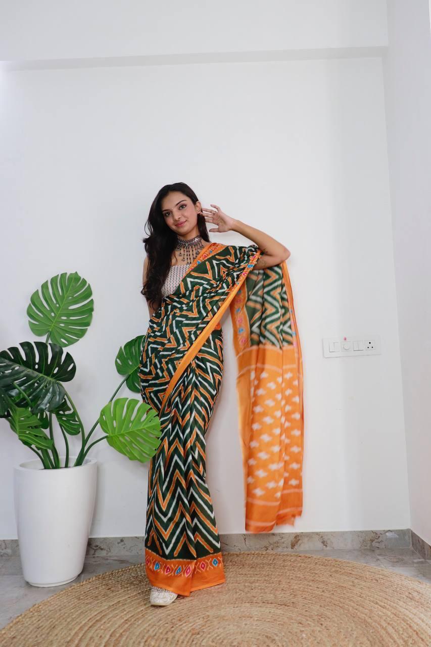 "Elegance Redefined: Pure Cotton Sarees - Jaipur Block Print"