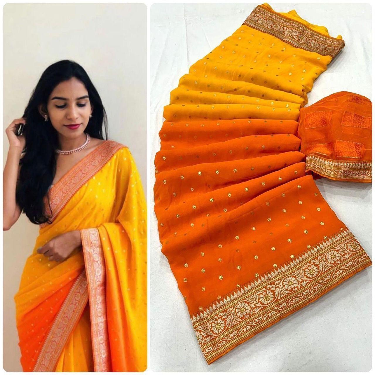 Introducing  The Ultimate Two-Tone Georgette Saree!