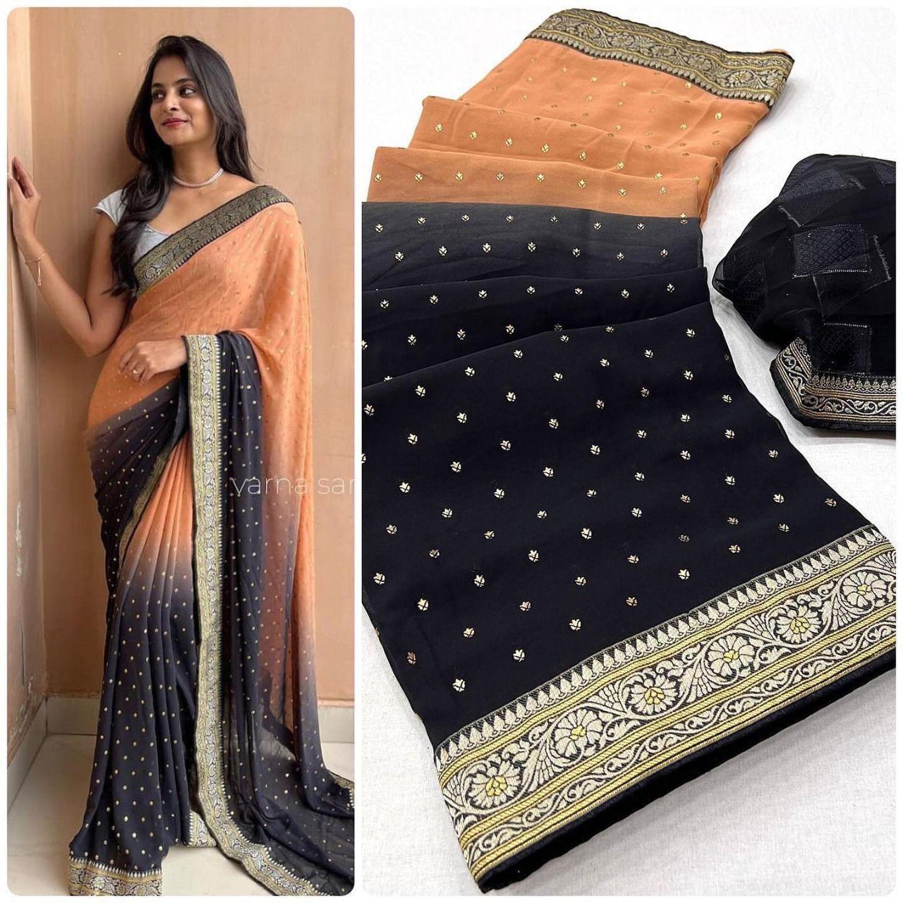 Introducing  The Ultimate Two-Tone Georgette Saree!