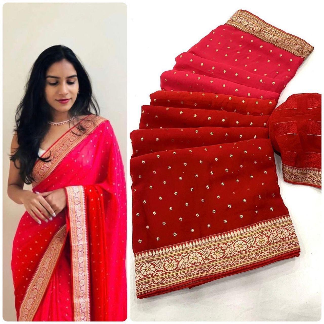 Introducing  The Ultimate Two-Tone Georgette Saree!