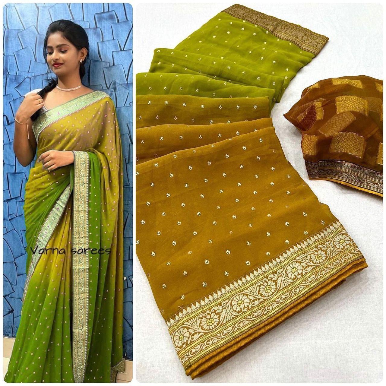 Introducing  The Ultimate Two-Tone Georgette Saree!