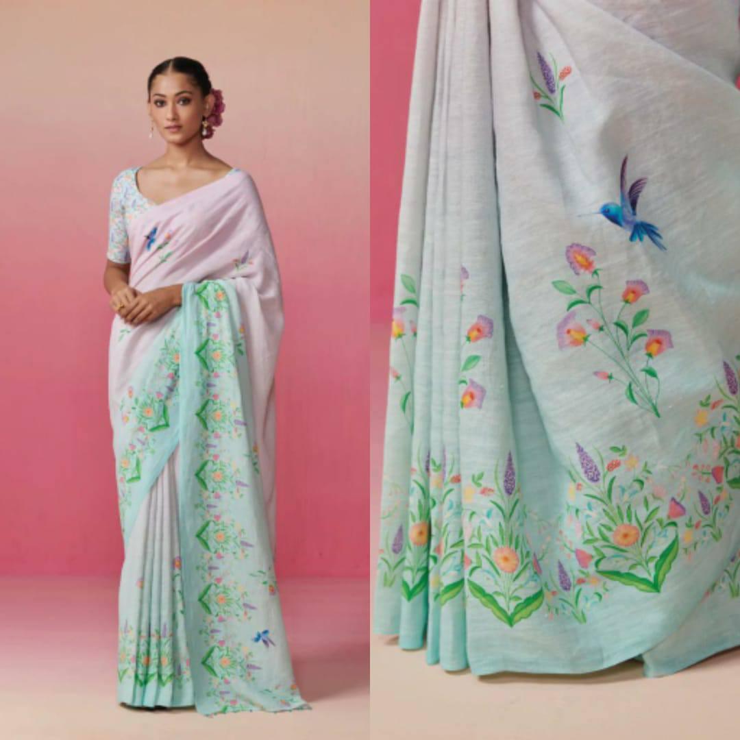 Introducing Our Stunning  Linen Saree In New Designs