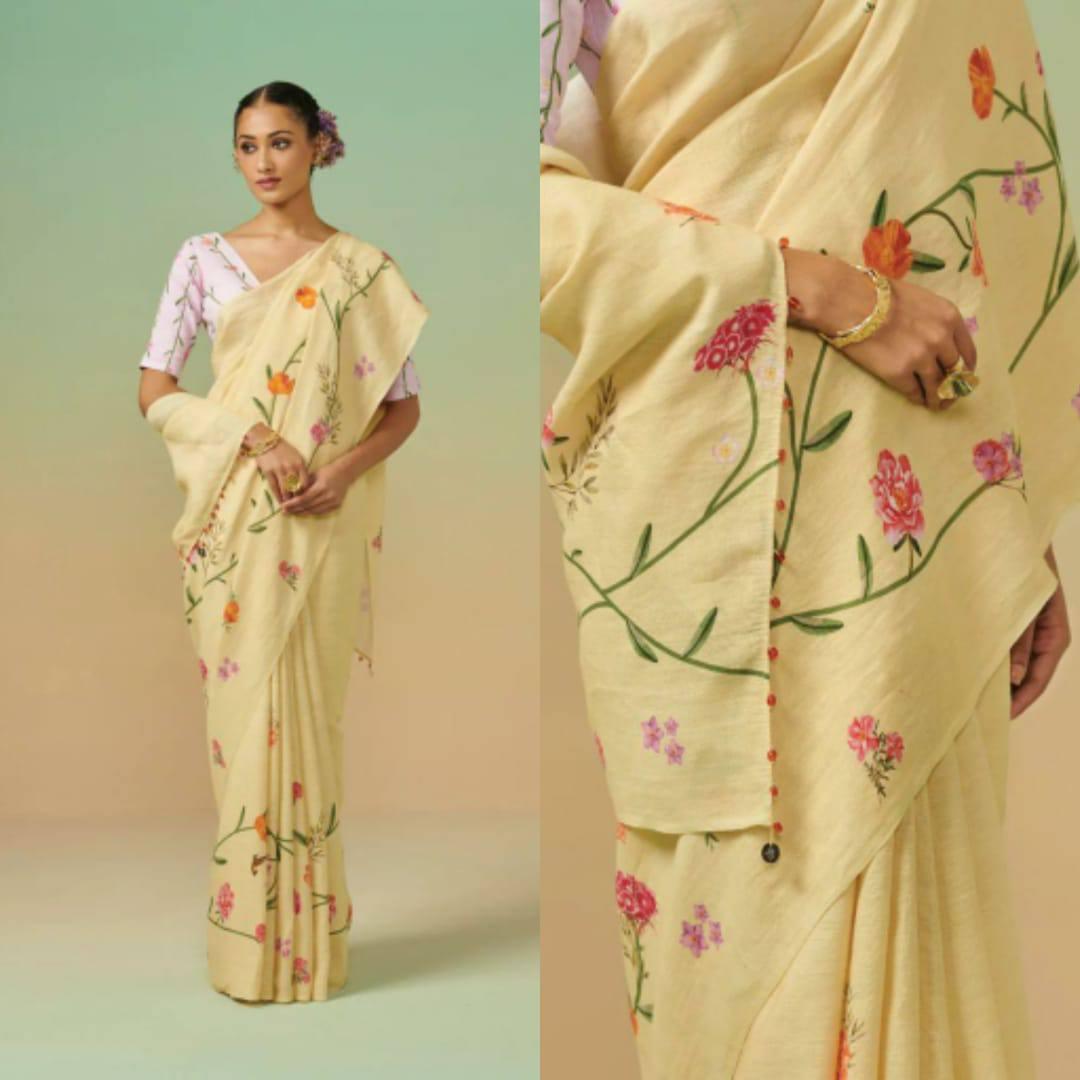 Introducing Our Stunning  Linen Saree In New Designs