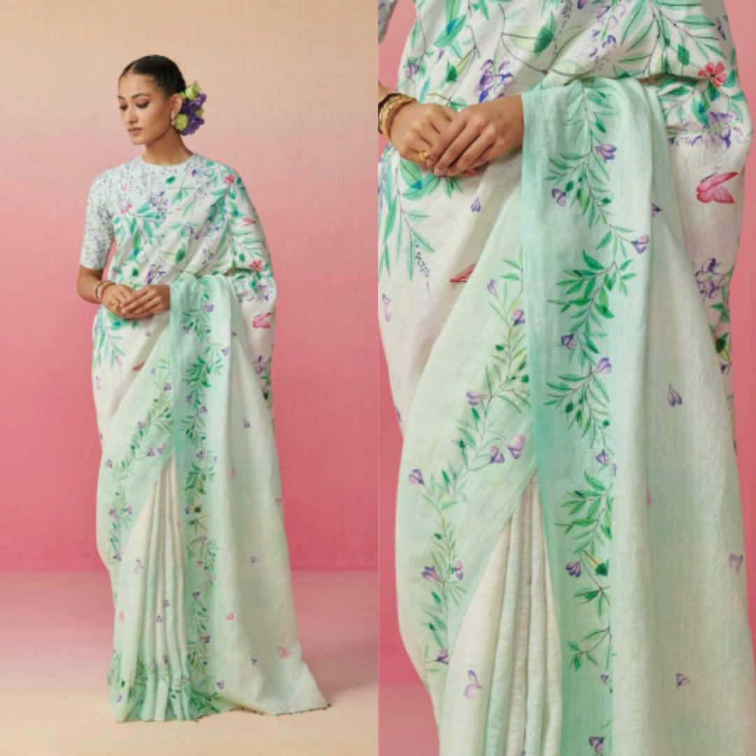 Introducing Our Stunning  Linen Saree In New Designs