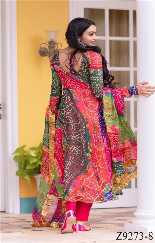 Dazzle in Style with Our New Multiple Colorful Bandhni Maxy Gown!