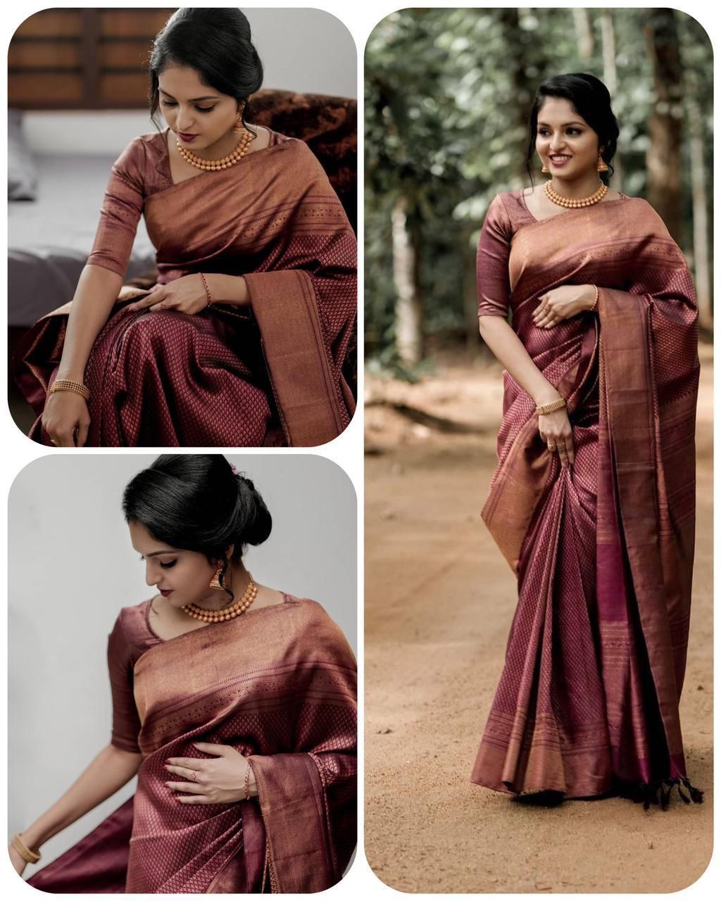 "Indulge in Luxury: Soft Lichi Silk Saree with Exquisite Jacquard Work