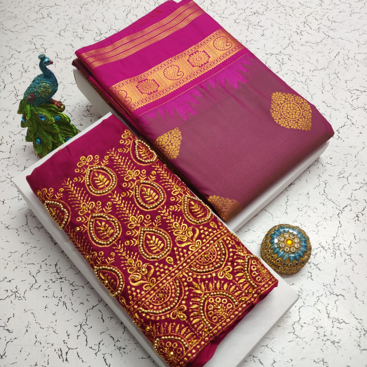 "Indulge in Opulence with Our Luxury Tana Fancy Soft Silk Sarees & Aari Work Blouse