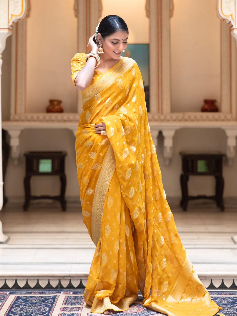 Elegant Banarasi Khadi Georgette Saree