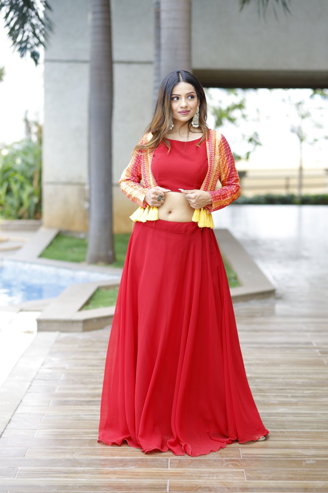 Introducing our exquisite Indo-Western ensemble, perfect for a blend of tradition and contemporary style!