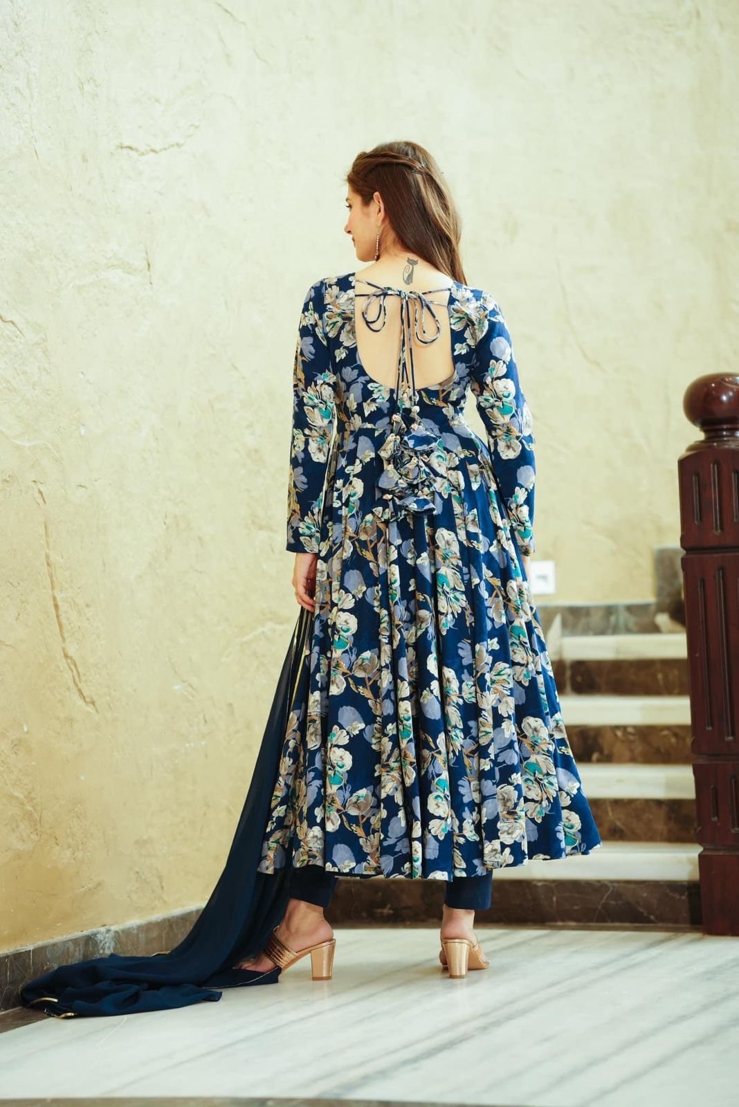 Radiate Elegance in Our Blue Orchid Suit - A Georgette Glaced Marvel