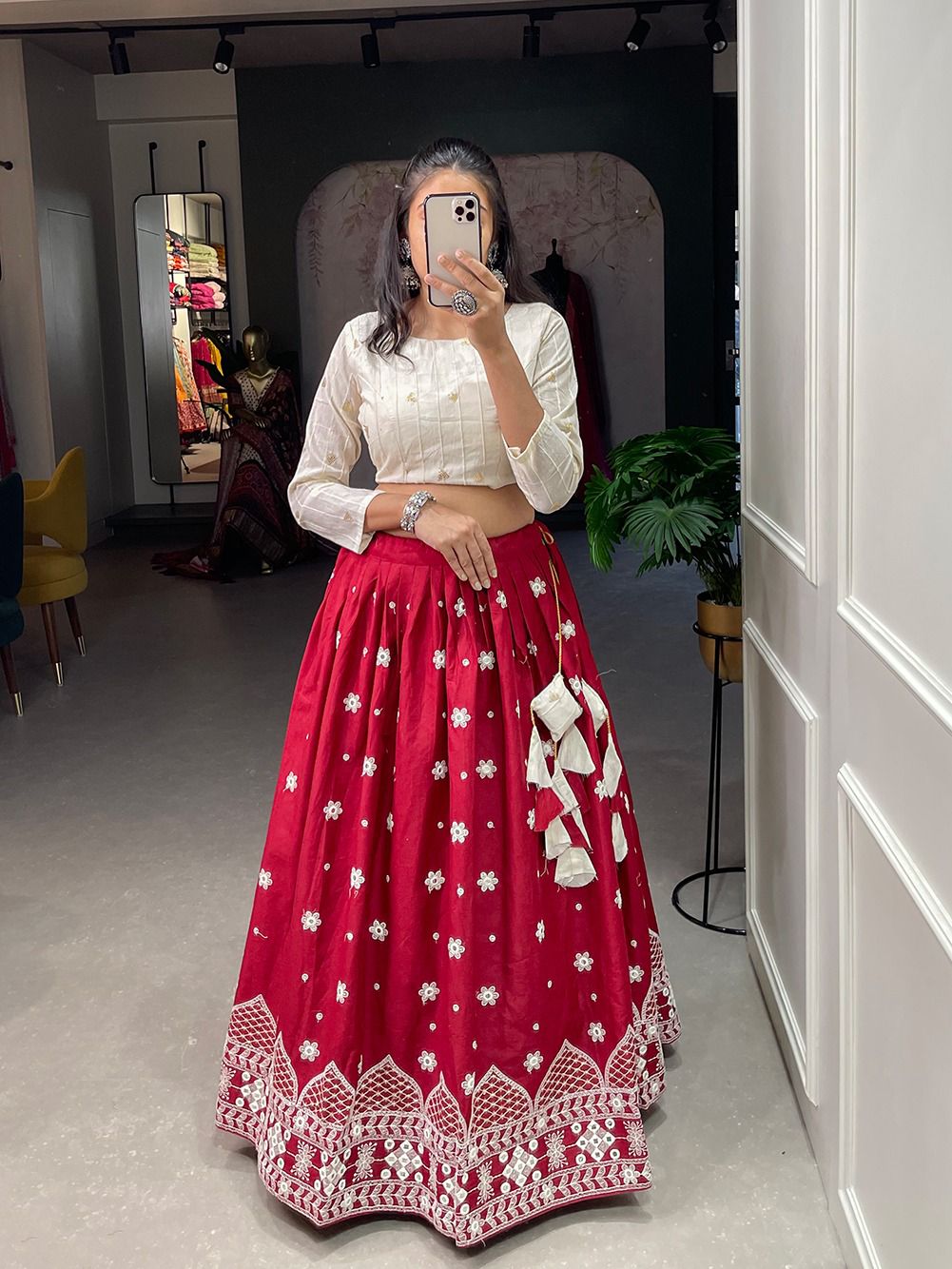 Elevate your ethnic glam with our exquisite Wine Lehenga!