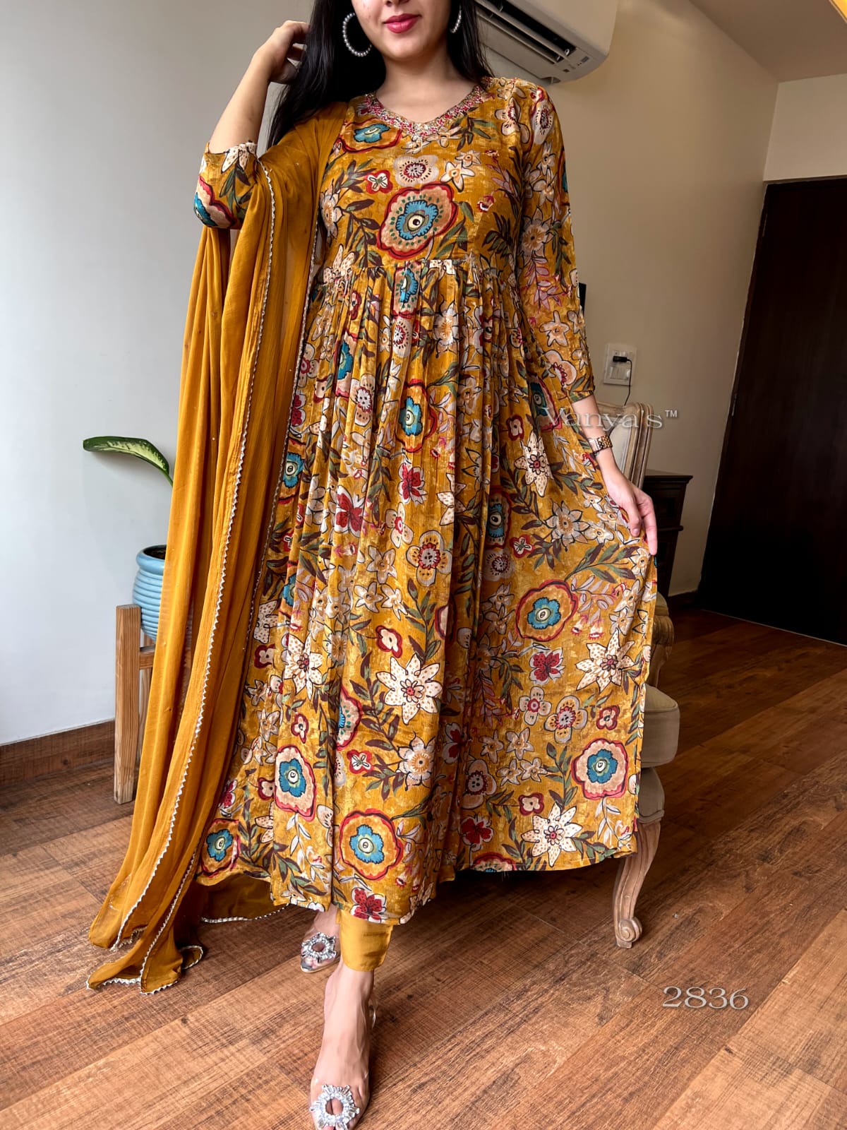 Our Super Premium Chinnon Silk Anarkali Suit!"