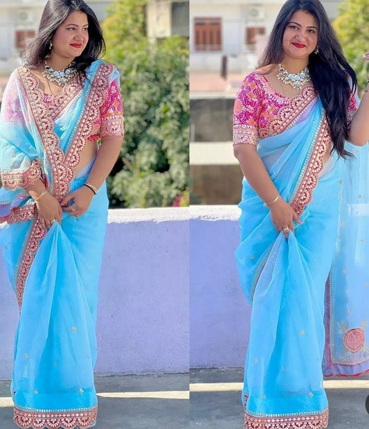 Elegant Designer Organza Saree