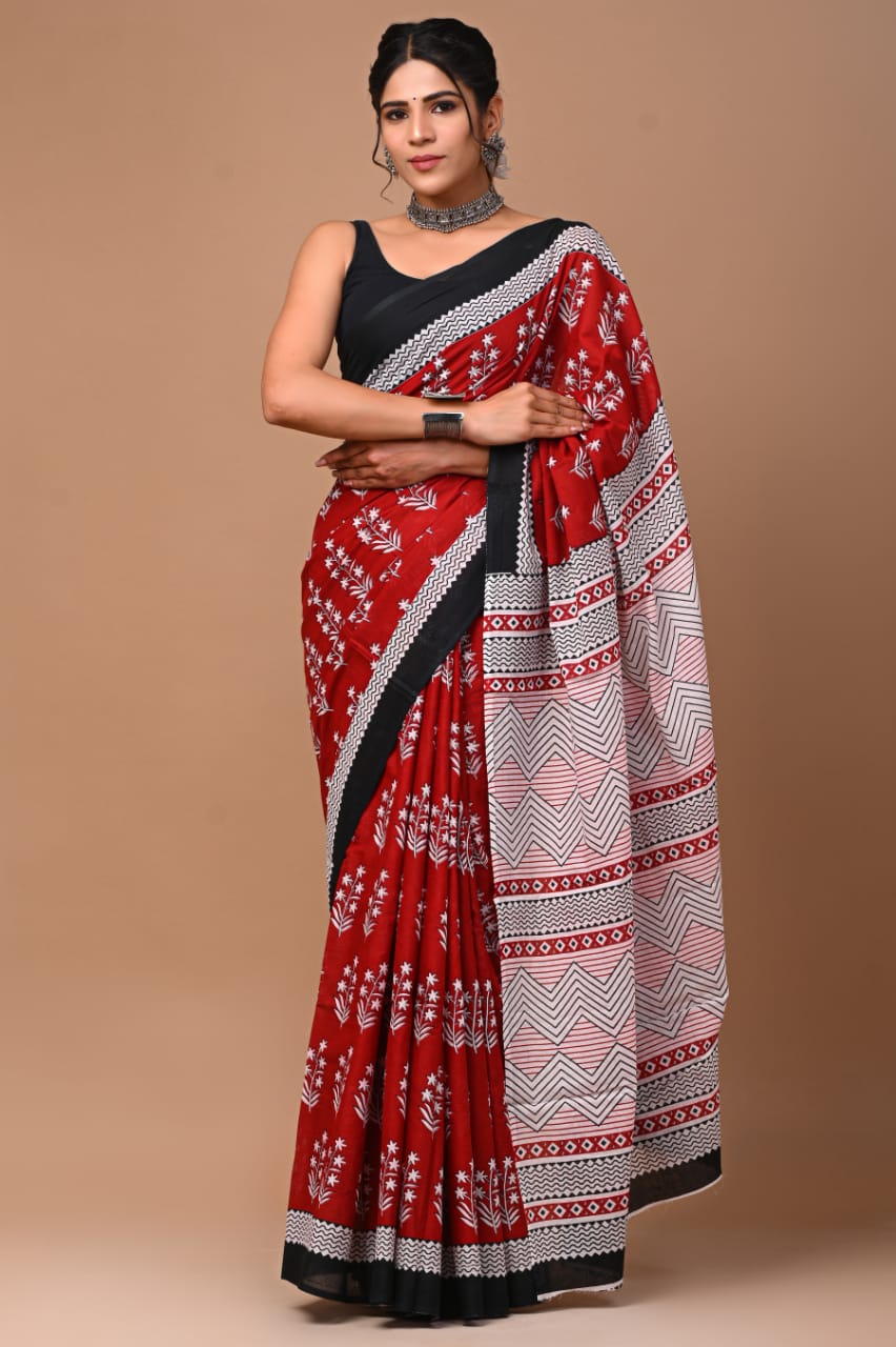 Elevate Your Style with Our New Hand Block Printed Cotton Mulmul Sarees