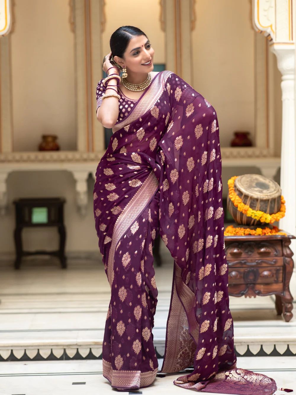 Elegant Banarasi Khadi Georgette Saree