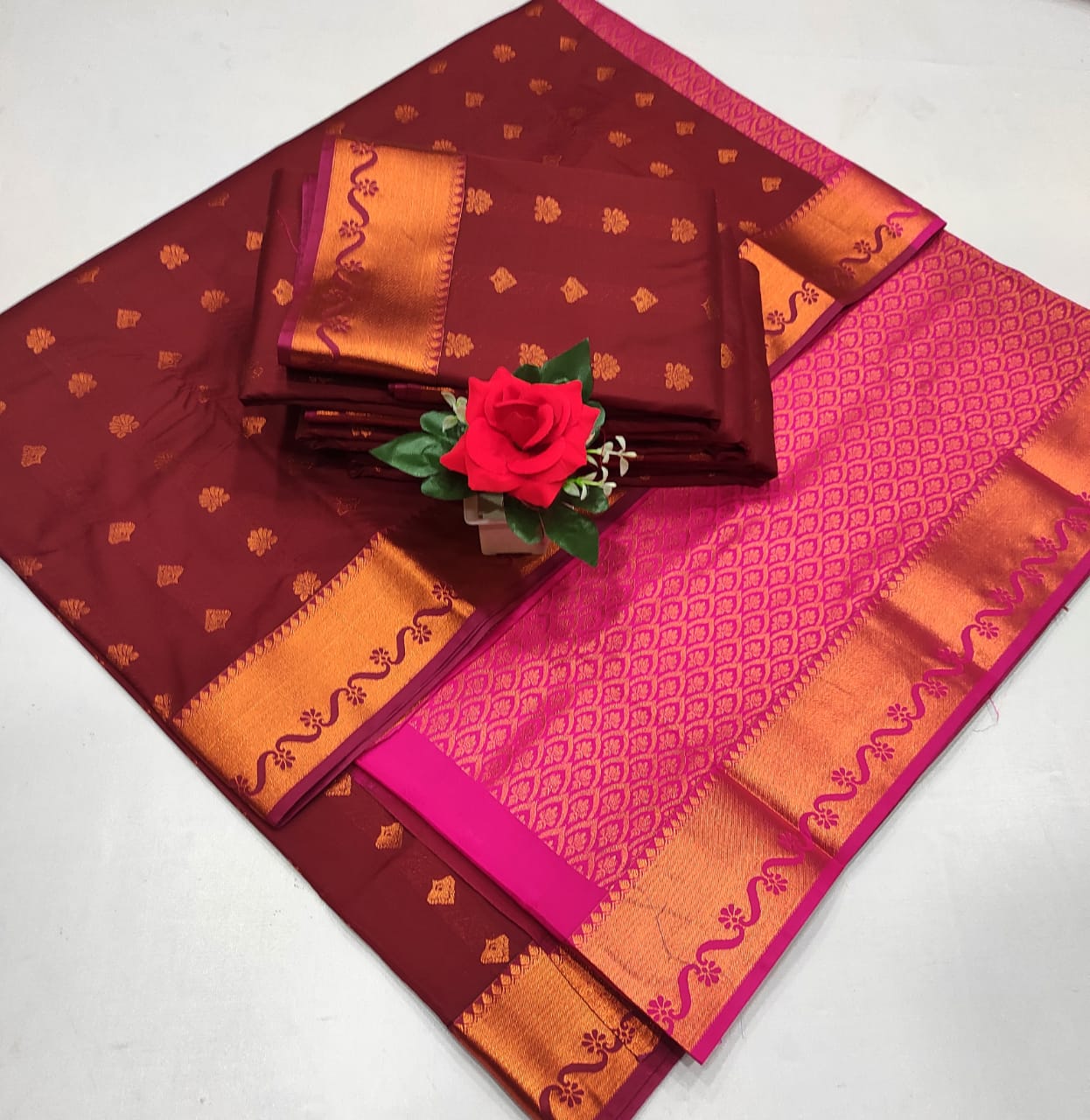 Elegance Redefined: Kanchipuram Semi Silk Sarees - Samuthrika & Vasthrakala Styles